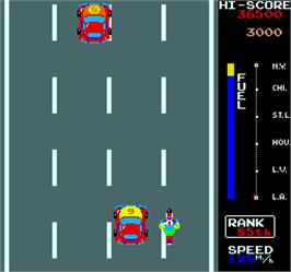In game image of MotoRace USA on the Arcade.