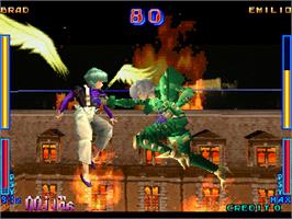 In game image of Psychic Force EX on the Arcade.