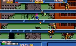 In game image of Psycho Soldier on the Arcade.