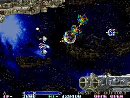 In game image of R-Type Leo on the Arcade.