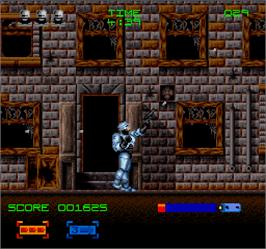 In game image of Robocop 3 on the Arcade.