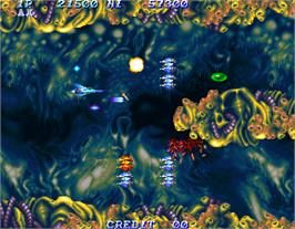 In game image of Salamander 2 on the Arcade.