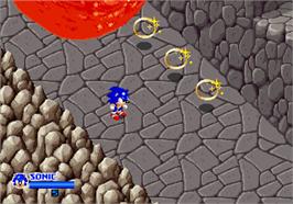 In game image of SegaSonic The Hedgehog on the Arcade.