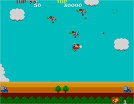 In game image of Sky Kid on the Arcade.