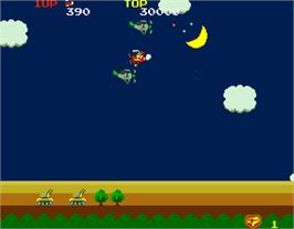 In game image of Sky Kid Deluxe on the Arcade.