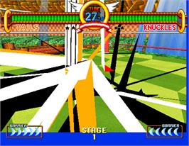 In game image of Sonic The Fighters on the Arcade.