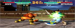 In game image of Soul Edge on the Arcade.