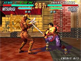 In game image of Soul Edge Ver. II on the Arcade.