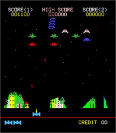 In game image of Space Guerrilla on the Arcade.