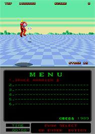 In game image of Space Harrier II on the Arcade.