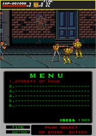 In game image of Streets of Rage on the Arcade.