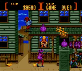 In game image of Sunset Riders on the Arcade.