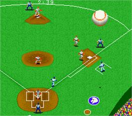 In game image of Super Champion Baseball on the Arcade.