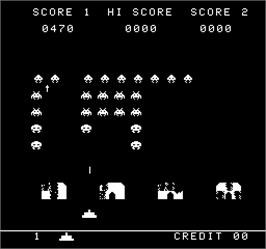 In game image of Super Invader Attack on the Arcade.