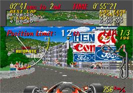 In game image of Super Monaco GP on the Arcade.