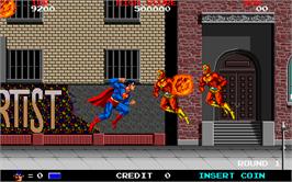 In game image of Superman on the Arcade.