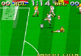 In game image of Tecmo World Cup '94 on the Arcade.