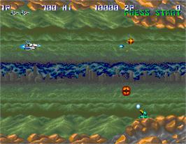In game image of Thunder Cross on the Arcade.