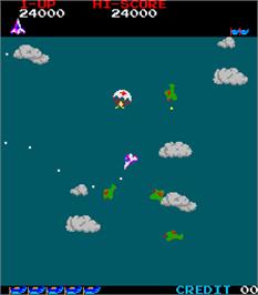 In game image of Time Pilot on the Arcade.