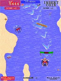 In game image of Toobin' on the Arcade.