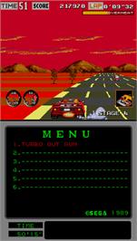 In game image of Turbo Outrun on the Arcade.