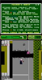 In game image of Uncle Fester's Quest: The Addams Family on the Arcade.