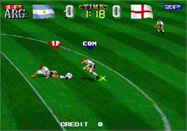 In game image of V Goal Soccer on the Arcade.
