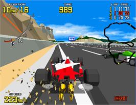 In game image of Virtua Racing on the Arcade.