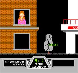 In game image of Vs. Hogan's Alley on the Arcade.