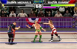 In game image of WWF: Wrestlemania on the Arcade.