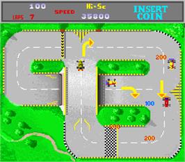 In game image of Wheels Runner on the Arcade.