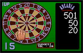 In game image of World Darts on the Arcade.