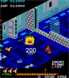 In game image of Zaxxon on the Arcade.