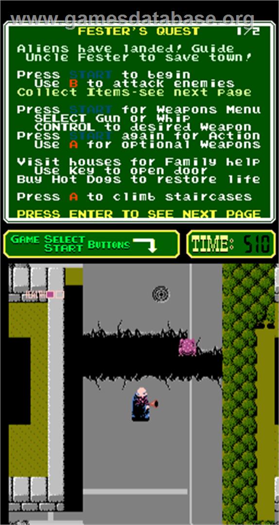 Uncle Fester's Quest: The Addams Family - Arcade - Artwork - In Game