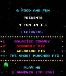 Title screen of 4 Fun in 1 on the Arcade.