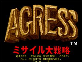 Title screen of Agress on the Arcade.