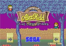 Title screen of Alex Kidd: The Lost Stars on the Arcade.