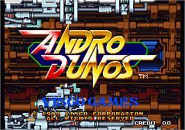 Title screen of Andro Dunos on the Arcade.