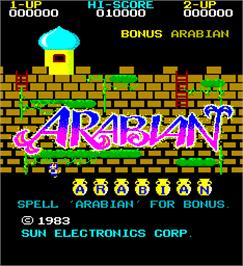 Title screen of Arabian on the Arcade.