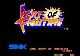 Title screen of Art of Fighting / Ryuuko no Ken on the Arcade.