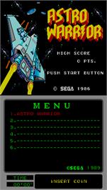 Title screen of Astro Warrior on the Arcade.