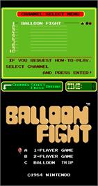 Title screen of Balloon Fight on the Arcade.