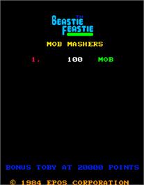 Title screen of Beastie Feastie on the Arcade.