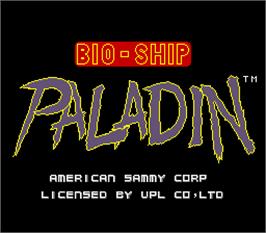 Title screen of Bio-ship Paladin on the Arcade.