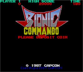 Title screen of Bionic Commando on the Arcade.