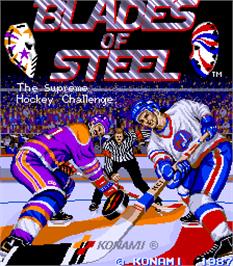 Title screen of Blades of Steel on the Arcade.