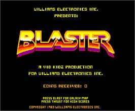 Title screen of Blaster on the Arcade.