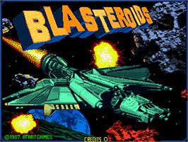 Title screen of Blasteroids on the Arcade.