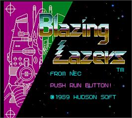 Title screen of Blazing Lazers on the Arcade.