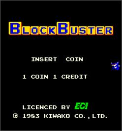 Title screen of BlockBuster on the Arcade.